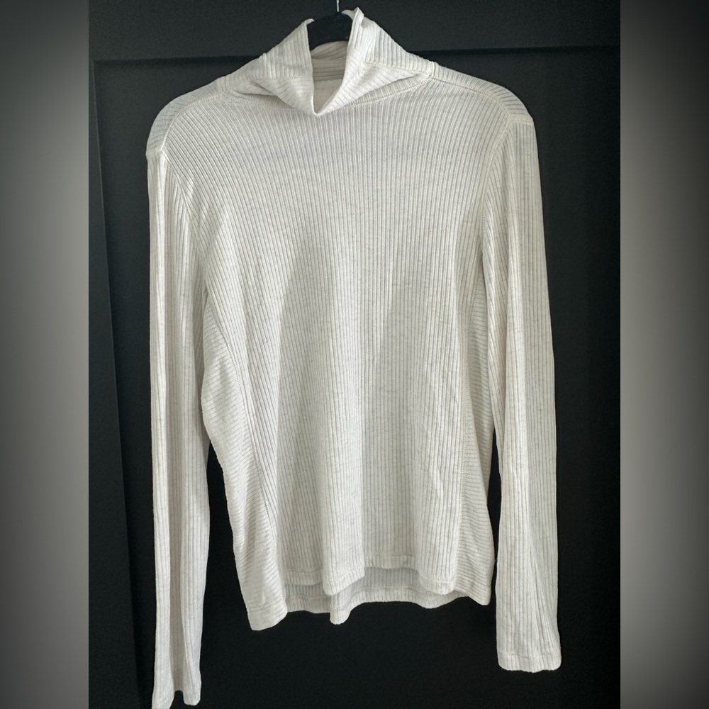 Madewell Ribbed Turtleneck Top Cream Long Sleeve Size L